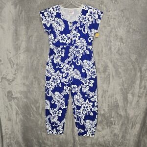 Amy Lee Jumpsuit Romper Women XS Floral Hibiscus Aloha Cottagecore Cotton Blend